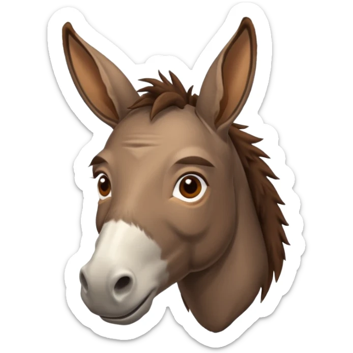 Ein behindert aussehender Eselkopf. Seine Augen sollen in verschiedene Richtungen Blicken  sticker
