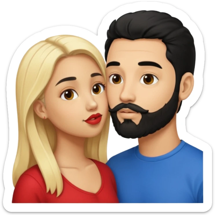 Puerto rican beard light skin man black hair with blonde girl kissing  sticker