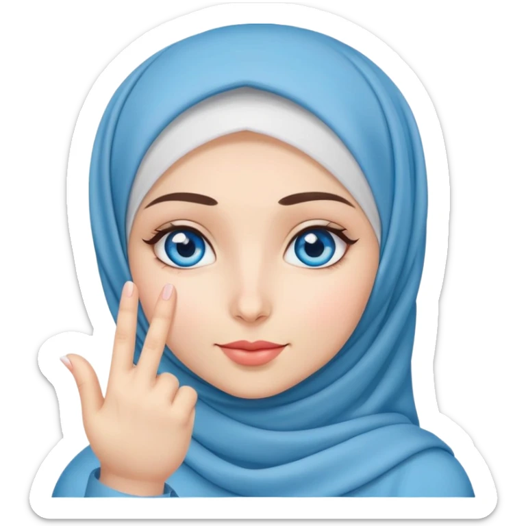 Turkish beautiful finish Konya girls blue eyes with hijab and says love with her finger hand sticker