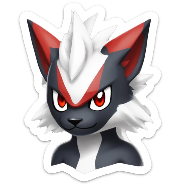 Black Cool Edgy Anthro Zangoose Litten Absol Fakémon  with White and Red Edgy markings sticker