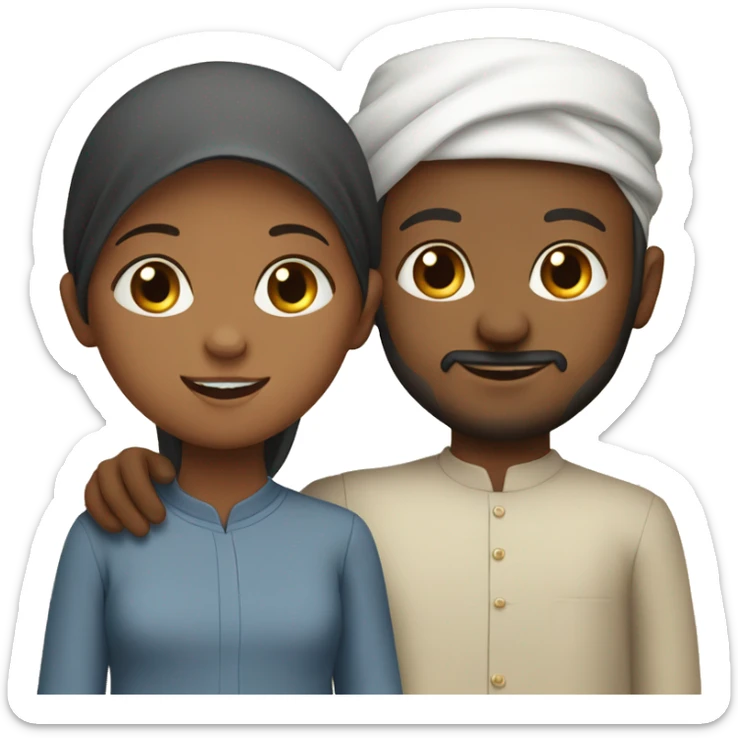 Muslim family with one 3 year old girl and one 1 year old boy sticker