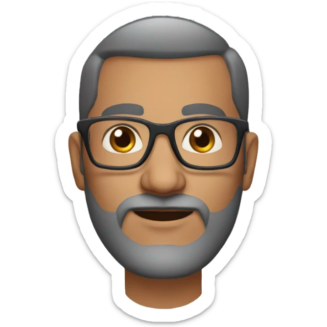 50YO Indian straight male with a french beard, crew cut and specs sticker