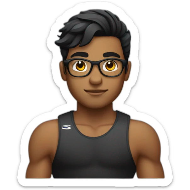 Boy Sri lankan MMA fighter with glases black and lisse hair sticker