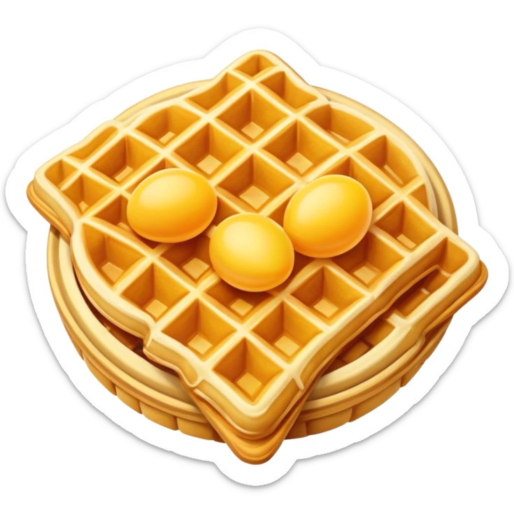 Hong Kong Egg Waffle bubble shaped golden pastry, simplified emoji style with bold outlines and bright colors, cartoon style Chinese street snack Gai Dan Jai sticker