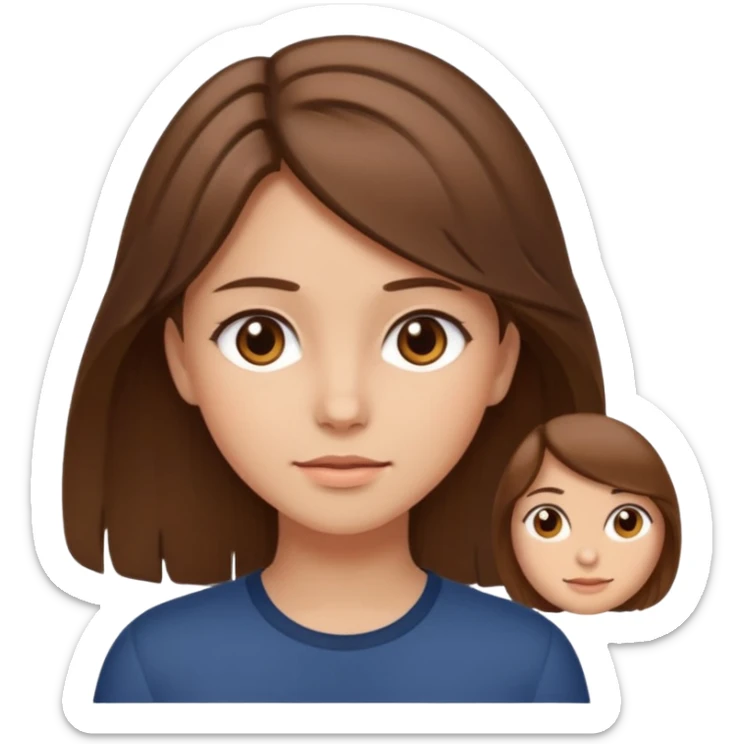 Fille brune raison au milieu cheveux un peu long et yeux marron et peau beige  sticker
