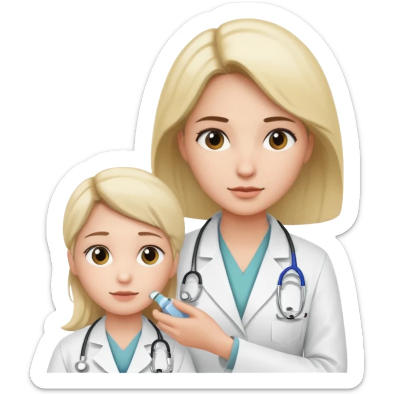 A medic (woman) attending to a person at the hospital sticker