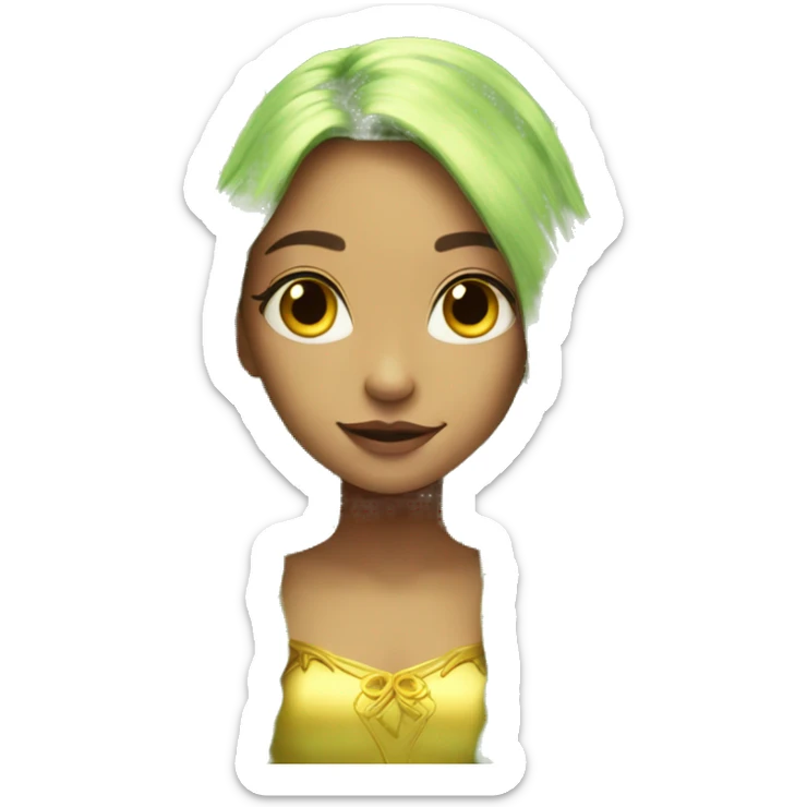 Beautiful, fairy, gold, yellow, green, long hair, big wings sticker