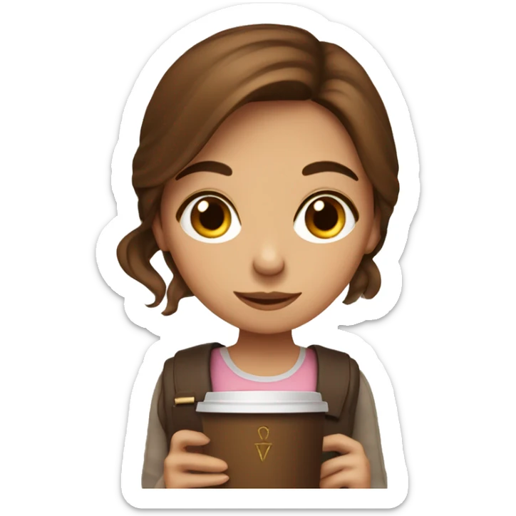 Girly girl with brown hair holding a bible and coffee sticker