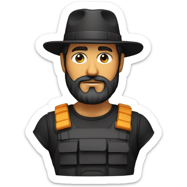 Hombre trigueño cuerpo completo fuerte de 40 años con barba y gorra ojos color negro  sticker