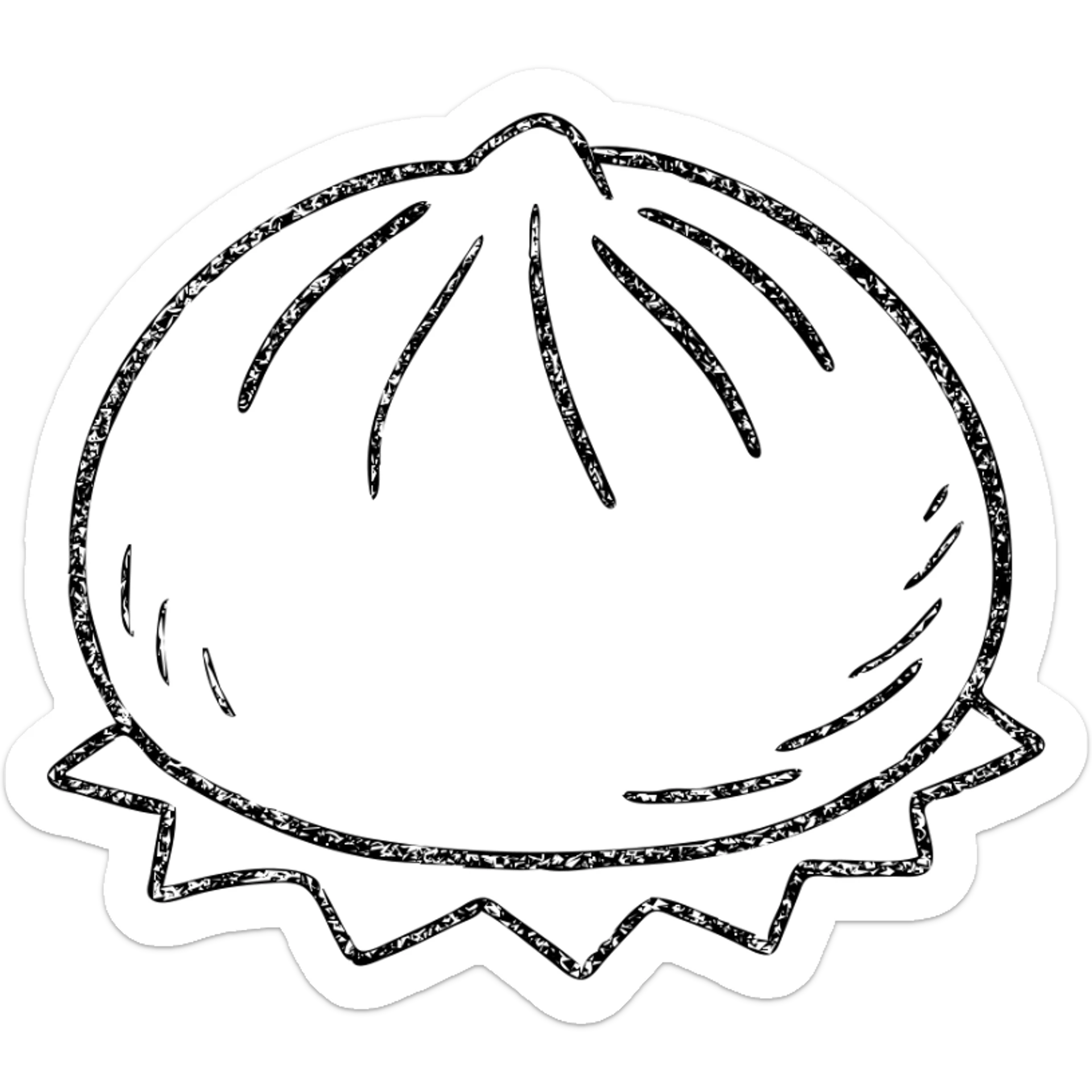 outlined icon of a banh bao (Vietnamese steamed bun), no fill, hand-drawn look sticker