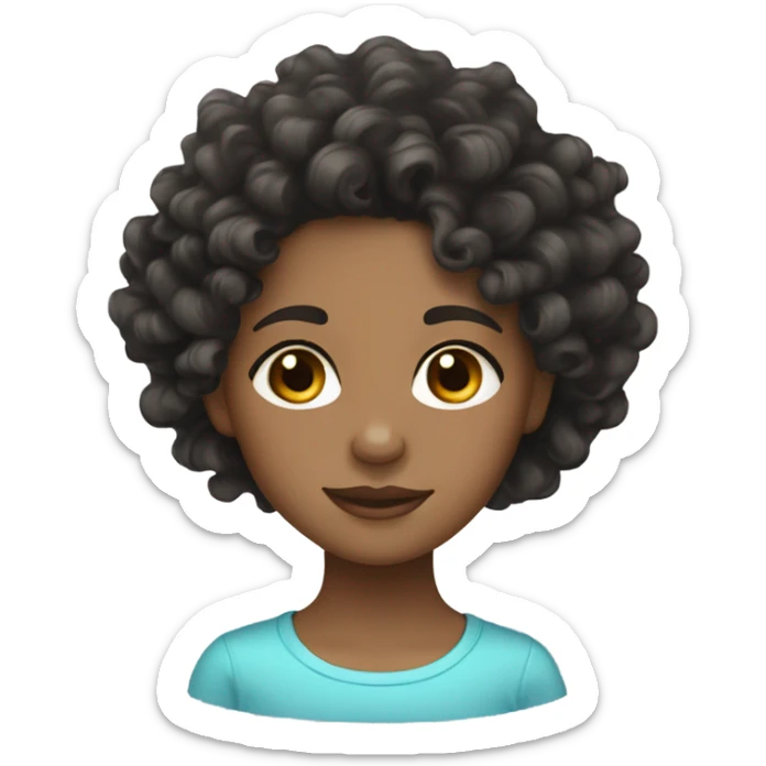 black curly wavy hair girl, with a light skin tone sticker