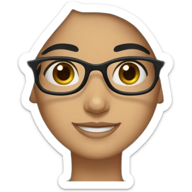 Arabe girl With glasses long black straight hair thick eyebrow smile sticker