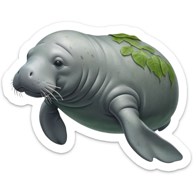 Cinematic realistic full body side view of a Florida manatee floating in water  sticker