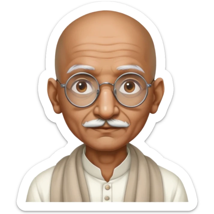 Mahatma Gandhi, Indian freedom fighter with round glasses and bald head sticker