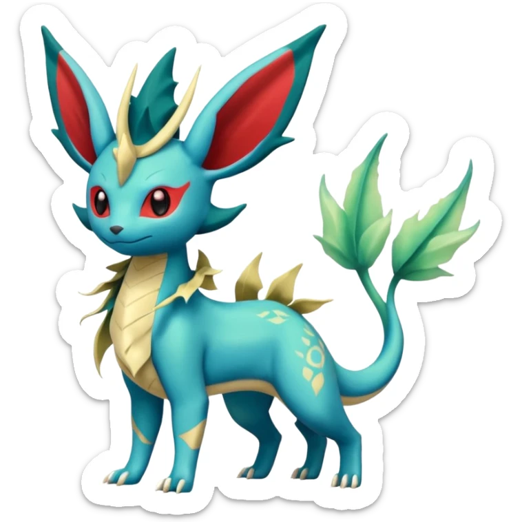 Salandit-Leafeon-Vaporeon-Salamence-hybrid-fusion (full body) sticker