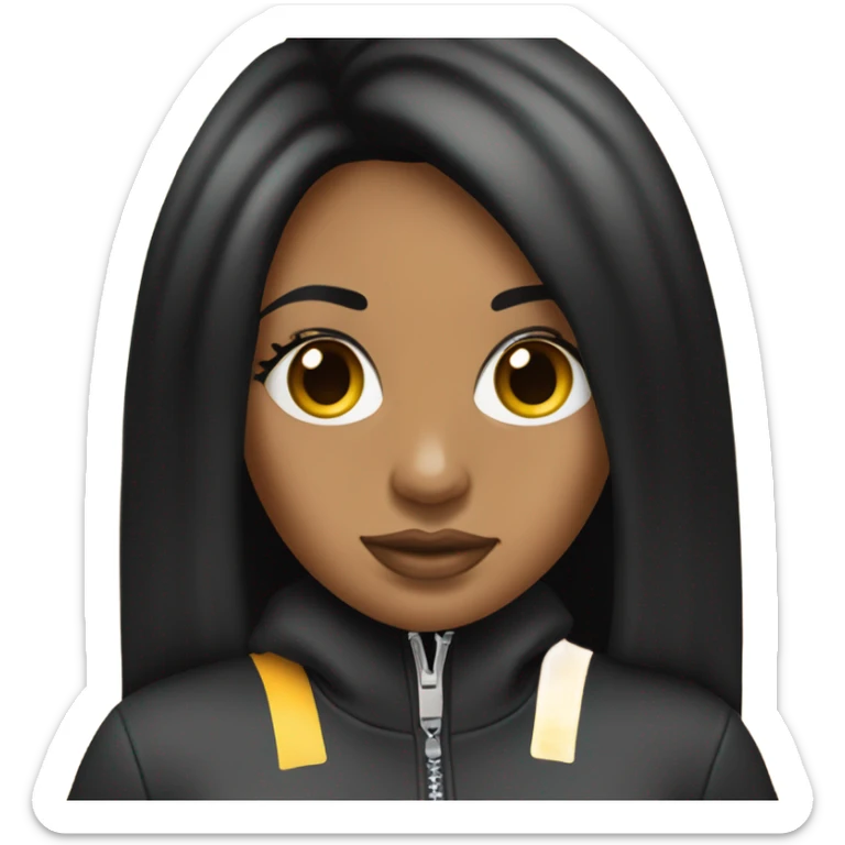 Tanned woman with long black hair, dressed in y2k  hair, makeup, and juicy couture tracksuit attire sticker