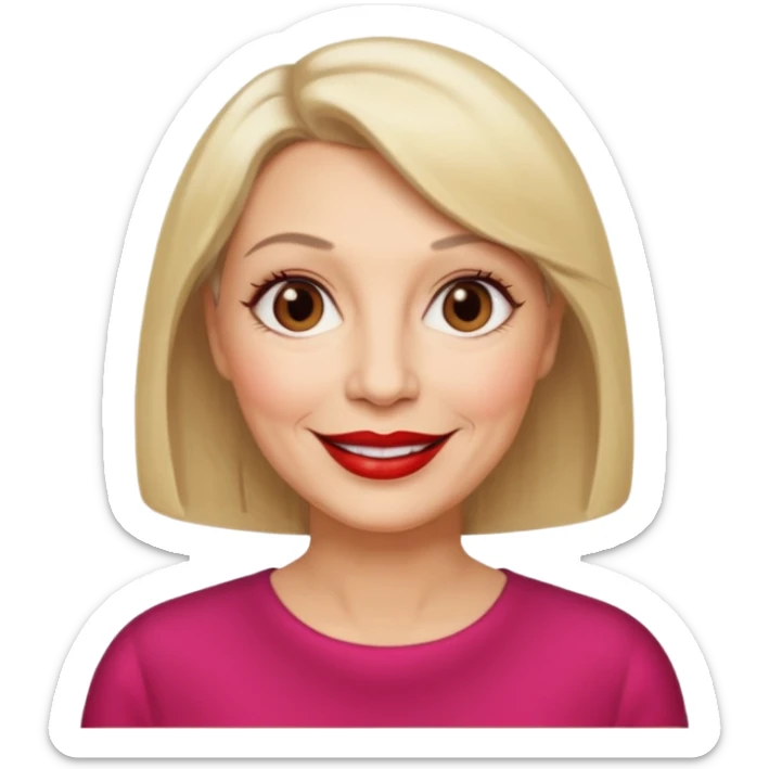 FEMME 60 ANS CHEVEUX CARRé blonds yeux marrons sourrir sticker