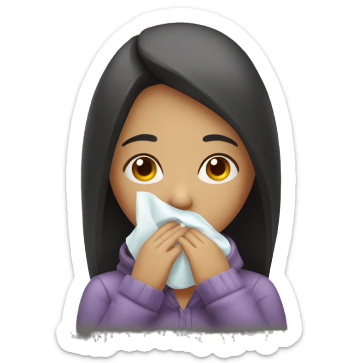 Girl being sick with stuffed nose sticker
