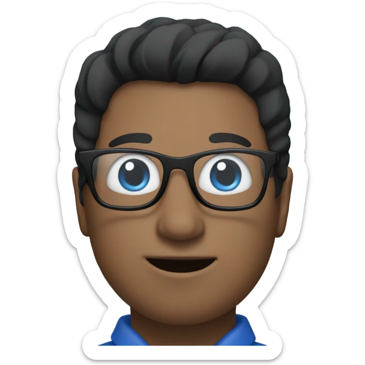 A white man with glasses and black hair holding a bouquet of blue tulips sticker