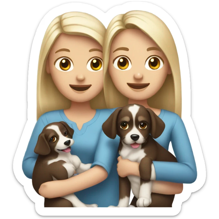 TWO brunette girls and a blonde with dogs in thei hsnds sticker