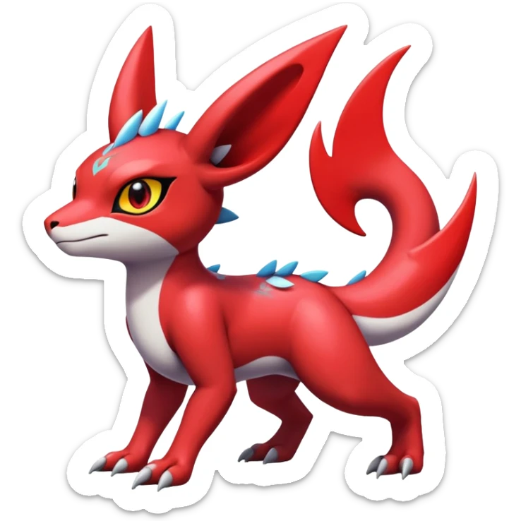  Cute Shiny Exotic Colorful Guilmon-Latias-Koraidon-Umbreon-Fakémon-hybrid-creature (full body)  sticker