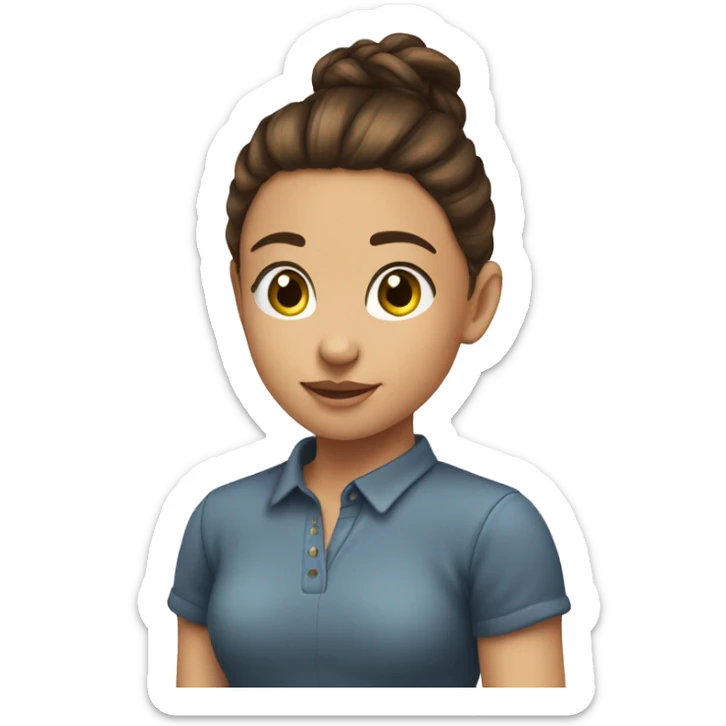 young girl with brunette hair tied up in a high pony tail and brunette hair,  sticker