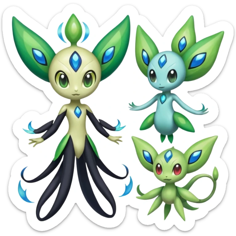 Meloetta-Celebi-Cresselia-Zygarde-Electrike-Fakémon-fusion, full body sticker
