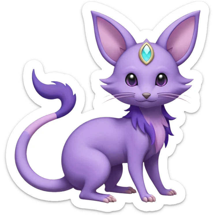 Celestial Crescent Lunar Lumine Stellar Rattata-Noibat-Espeon-Purrloin-Fakemon-hybrid-creature (full body) sticker