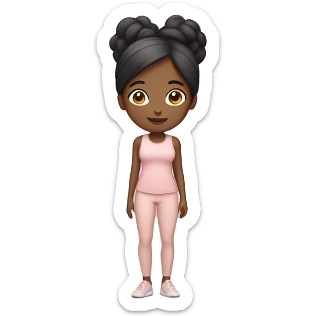 black hair yoga girl with tan skin light pink clothes n sticker