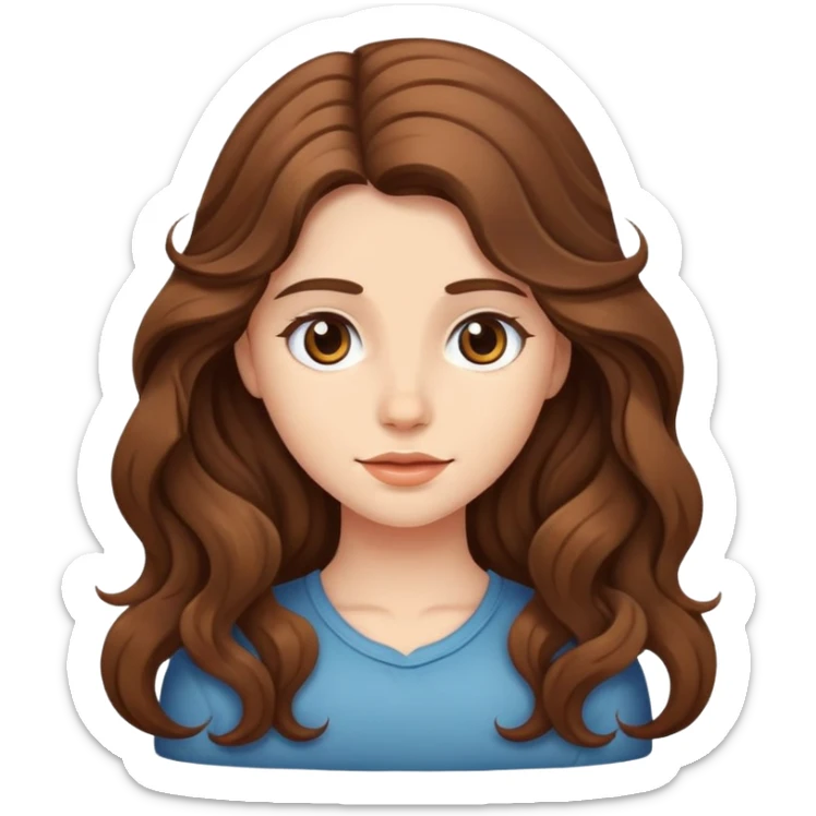 girl with long wavy brown hair and fair skin sticker