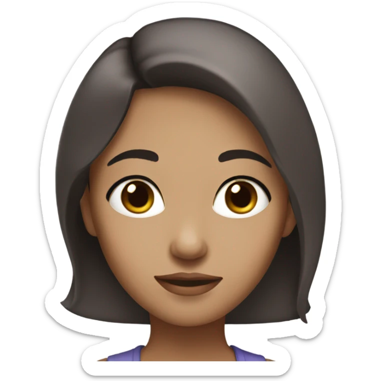 Girl with white skin slightly wavy dark brown hair and big brown eyes sticker