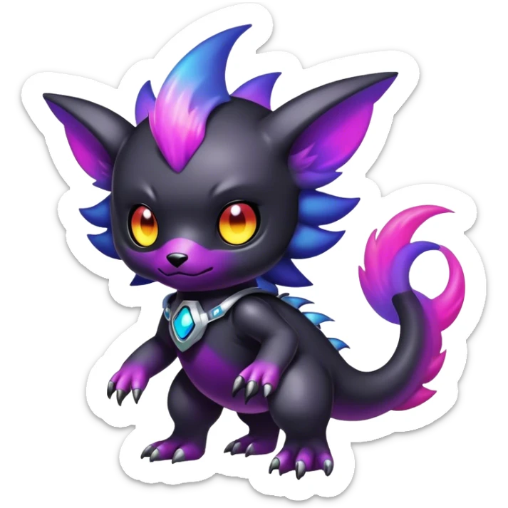 Cute cool colorful dark nebula fantasy-Digimon-animal-hybrid full body sticker