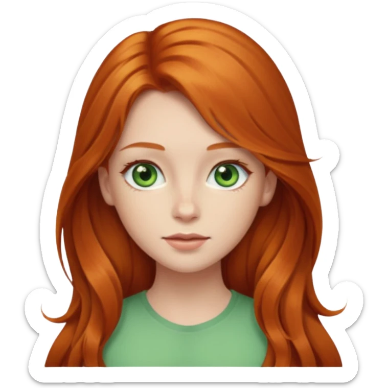 Beautiful ginger head girl with long hair and light green eyes sticker