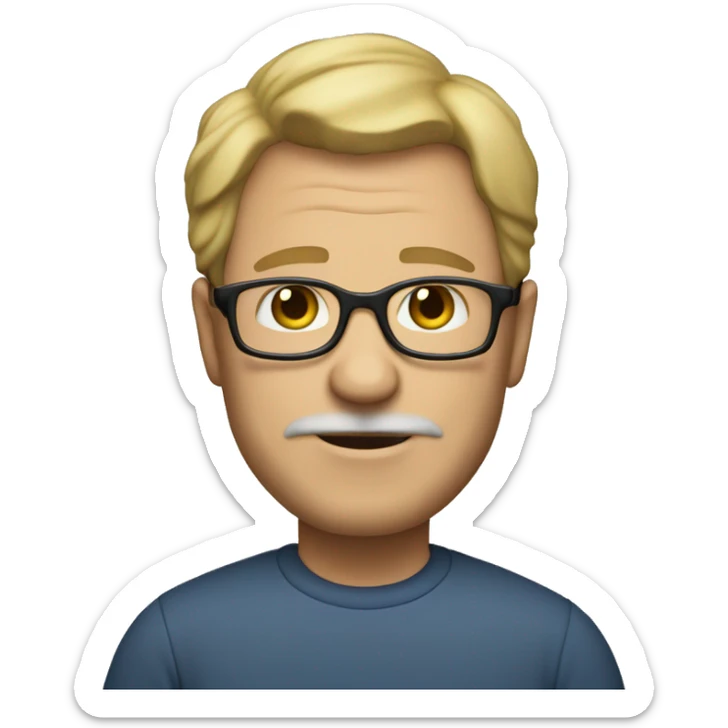 50 year old male with sandy blonde hair and glasses, no facial hair and a little overweight sticker