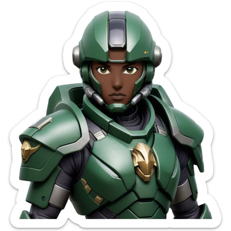 Cinematic Realistic StarCraft Terran Marine Portrait, head tilted epicly and inquisitively, showcasing a commanding presence and battle-hardened spirit. His steely gaze, set against intricately engineered tactical armor in dark green and grey, is rendered with lifelike clarity and dramatic lighting, high shine, epic and awe-inspiring, embodying the futuristic valor of a Terran warrior. sticker