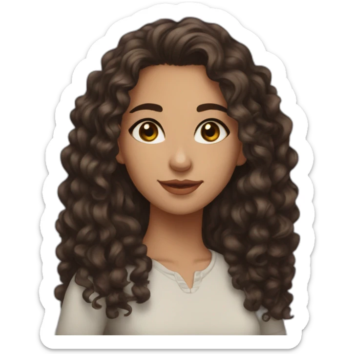19 year old maghrebian dark long curly haired girl with brown eyes sticker