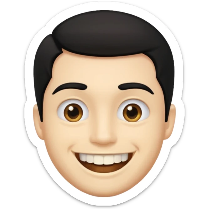 Isso agora faca esse emoji masculino com um cabelo preto baixo e um sorriso com um dente de ouro sticker