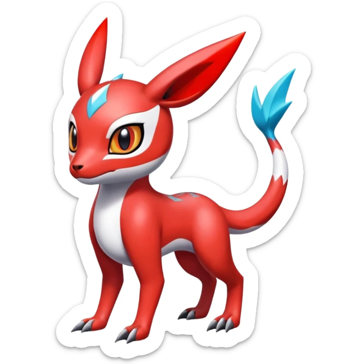  Cute Shiny Exotic Colorful Guilmon-Latias-Koraidon-Umbreon-Fakémon-hybrid-creature (full body)  sticker