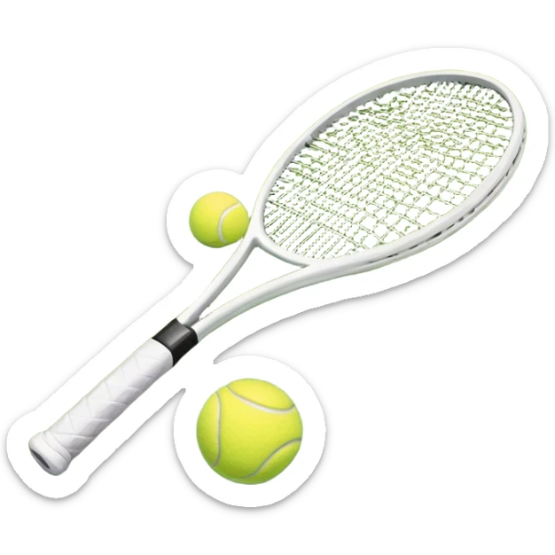 A tennis racket and ball on a grass or hardcourt surface, symbolizing the sport. The racket has a sleek design with tightly strung strings, while the bright tennis ball rests nearby, capturing the essence of precision, agility, and competition. sticker