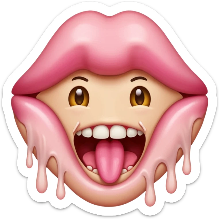 Hungry drooling and saliva dripping out of the mouth sticker