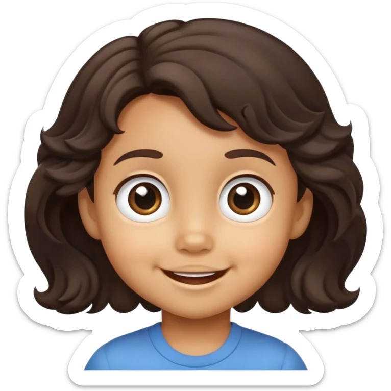 smiling toddler face with big eyes, medium skin tone, and dark wavy hair sticker