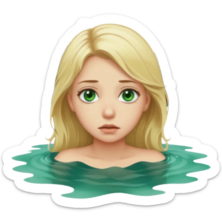 sad depressed weak cs major who is a pretty girl with blond hair and green eyes drowning on ship, very pretty very sad and weak sticker
