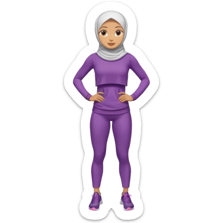 High resolution full body of a girl wearing a hijab and is a fitness trainer sticker