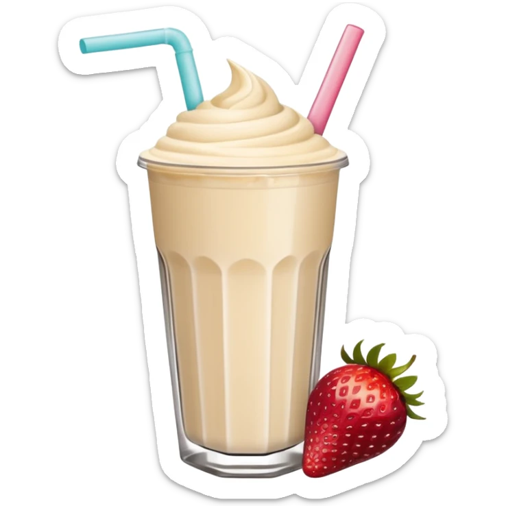 un vaso de batido animado, de caricatura, con tapa y pitillo, que tenga brazos y piernas, cara tierna y que inspire confianza y amabilidad sticker