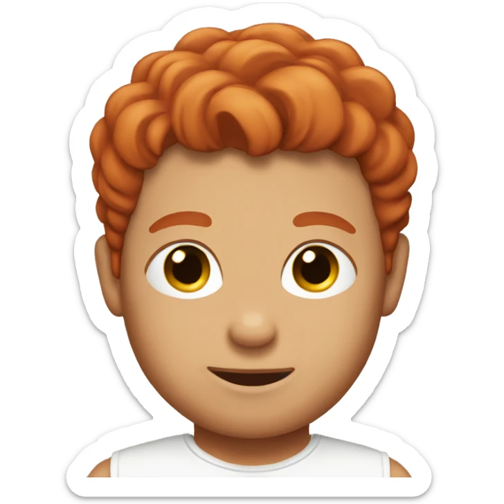 red haired male with baby sticker