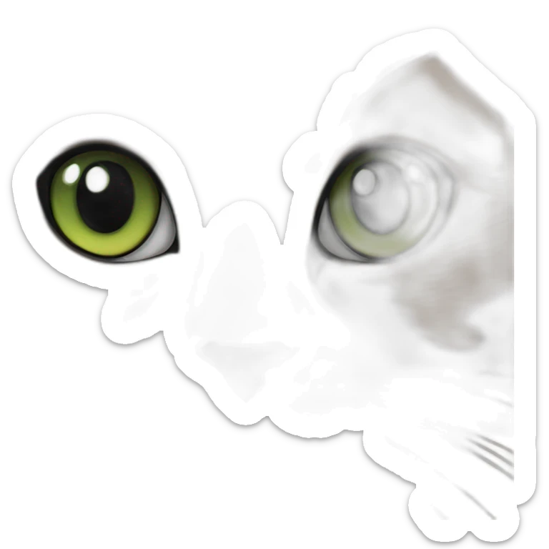 Green eyed Calico cat with black area near the nose sticker