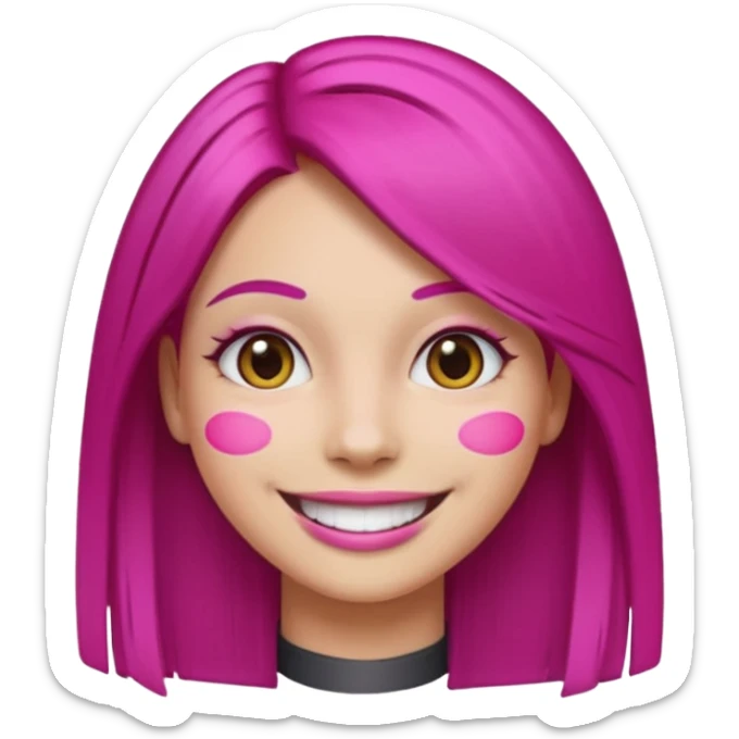 fuchsia charcoal color dyed straight hair on a woman emoji sticker
