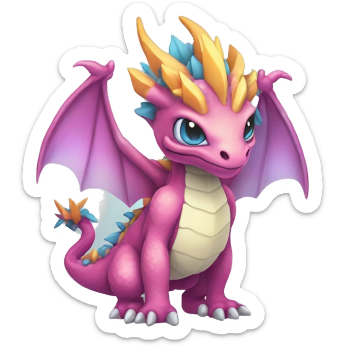 Kawaii Edgy Bright Ethereal Fantasy Dragon Pokémon Fakemon full body sticker