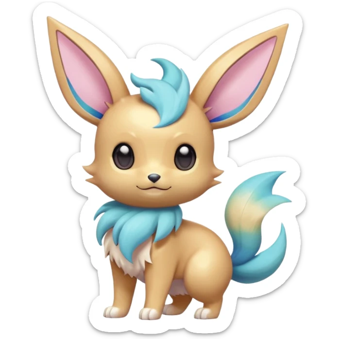 Shiny Colorful Pastel Kawaii Eeveelution-Cute-Pokémon-fusion full body sticker