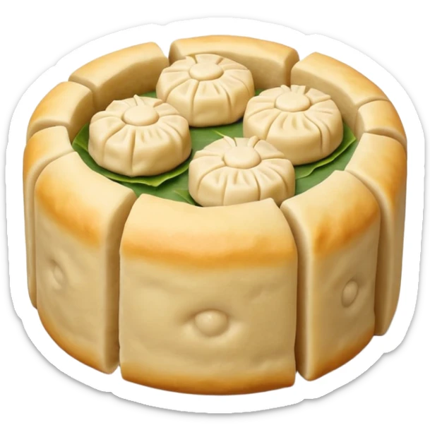 siu mai (a type of dim sum, just 1 cube of white color fish patty wrapped by yellow dough, leaving only the top part unwrapped, shape looks like short cylinder shape) sticker